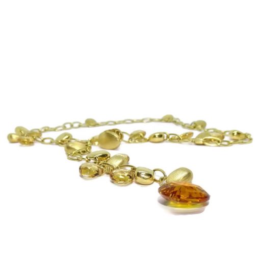 Collar de oro blanco de 18k con 14 pepitas de oro y citrinos . - Imagen 6