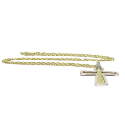 Cruz de oro macizo amarillo y blanco de 18k para hombre o mujer mate y brillo - Imagen 6