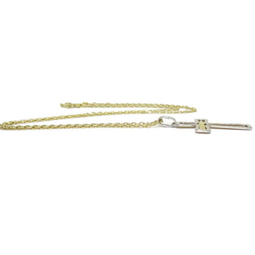 Cruz de oro macizo amarillo y blanco de 18k para hombre o mujer mate y brillo - Imagen 5