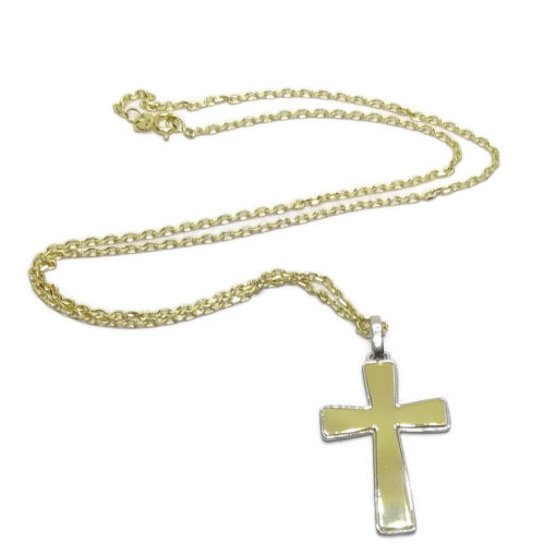 Cruz de oro macizo amarillo y blanco de 18k para hombre o mujer mate y brillo - Imagen 4