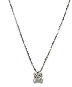 colgante de 4 garras de oro blanco de 18k con un diamante auténtico de 0.25cts