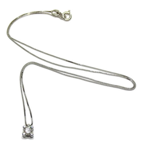 colgante de 4 garras de oro blanco de 18k con un diamante auténtico de 0.25cts - Imagen 6