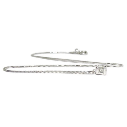 colgante de 4 garras de oro blanco de 18k con un diamante auténtico de 0.25cts - Imagen 4