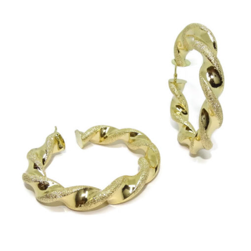 Pendientes de aro muy grandes de oro amarillo de 18k mate y brillo, tubo de 1cm - Imagen 3