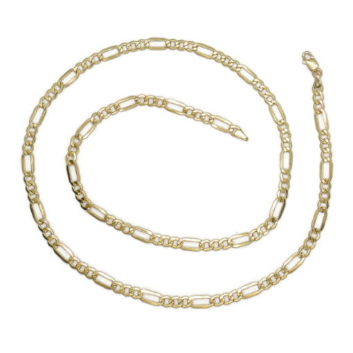 Fuerte cadena de oro amarillo de 18k modelo 3x1 de 60cm de larga y 4mm de ancha. Peso; 8.00gr