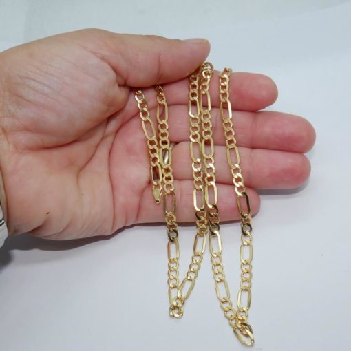 Fuerte cadena de oro amarillo de 18k modelo 3x1 de 60cm de larga y 4mm de ancha. Peso; 8.00gr - Imagen 3