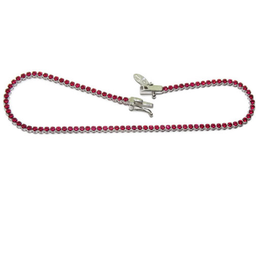 Pulsera tipo riviere de oro blanco de 18K con 94 circonitas roja - Imagen 3