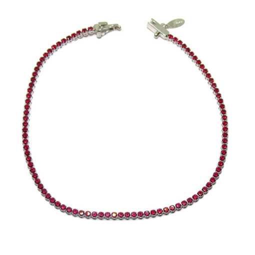 Pulsera tipo riviere de oro blanco de 18K con 94 circonitas roja - Imagen 6