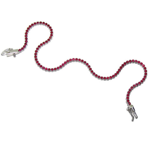 Pulsera tipo riviere de oro blanco de 18K con 94 circonitas roja - Imagen 5