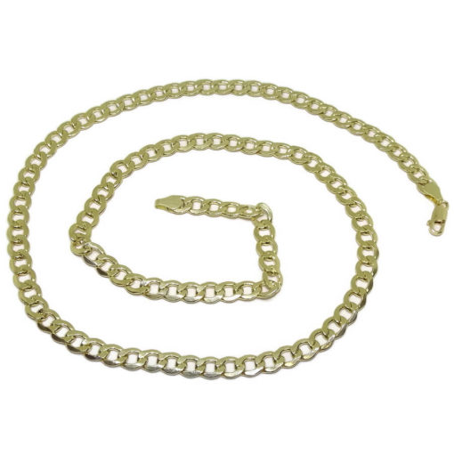 Cadena de oro amarillo de 18k para hombre modelo barbada plana hueca de 6.5mm