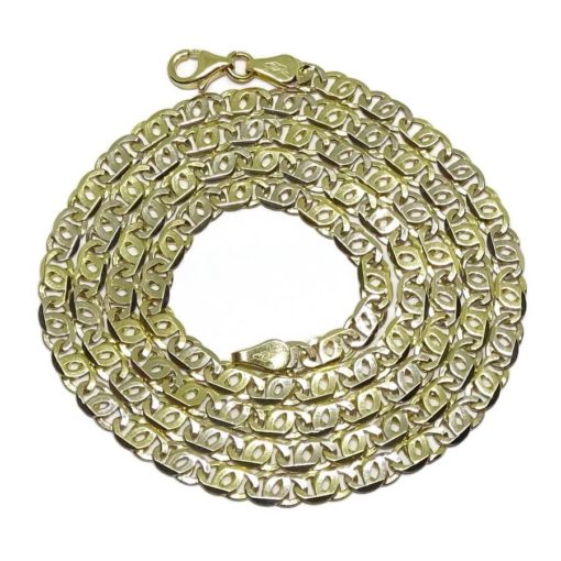 Cadena de Oro Amarillo y oro blanco de 18k de oro Macizo para Hombre, modelo ojo de tigre de 4mm
