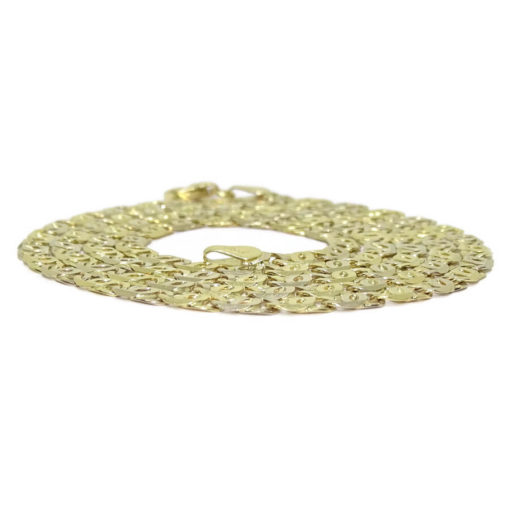 Cadena de Oro Amarillo y oro blanco de 18k de oro Macizo para Hombre, modelo ojo de tigre de 4mm - Imagen 2