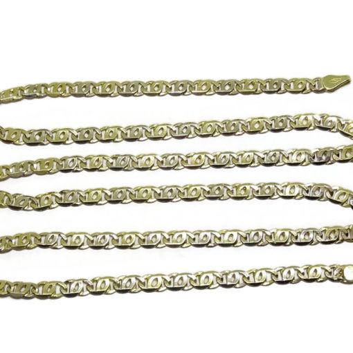 Cadena de Oro Amarillo y oro blanco de 18k de oro Macizo para Hombre, modelo ojo de tigre de 4mm - Imagen 5