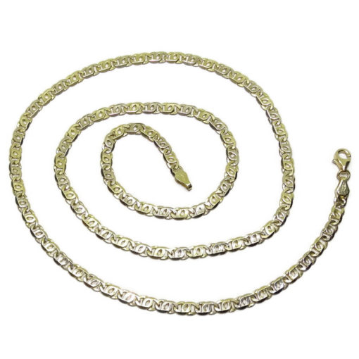 Cadena de Oro Amarillo y oro blanco de 18k de oro Macizo para Hombre, modelo ojo de tigre de 4mm - Imagen 4