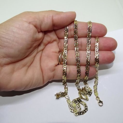 Cadena de Oro Amarillo y oro blanco de 18k de oro Macizo para Hombre, modelo ojo de tigre de 4mm - Imagen 3