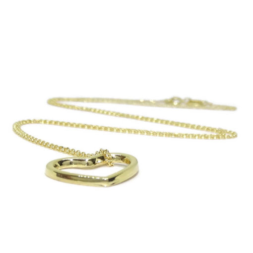 Collar de corazón de oro amarillo de 18k y cadena rolo de oro amarillo de 18k y 45cm - Imagen 4