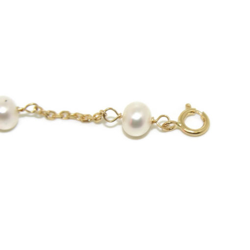 pulsera pensada para comunión de osos de oro amarillo de 18K con 8 perlas cultivadas - Imagen 4