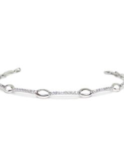 Pulsera de oro blanco de 18k con circonitas de la mejor calidad y 9 óvalos de 8x5