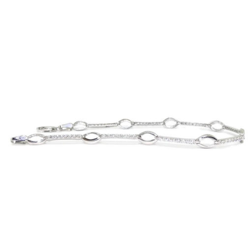 Pulsera de oro blanco de 18k con circonitas de la mejor calidad y 9 óvalos de 8x5 - Imagen 3