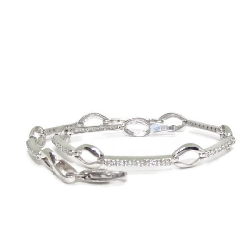 Pulsera de oro blanco de 18k con circonitas de la mejor calidad y 9 óvalos de 8x5 - Imagen 7