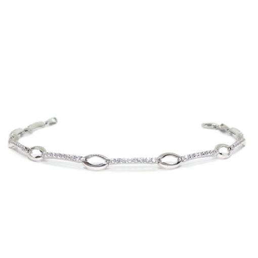 Pulsera de oro blanco de 18k con circonitas de la mejor calidad y 9 óvalos de 8x5