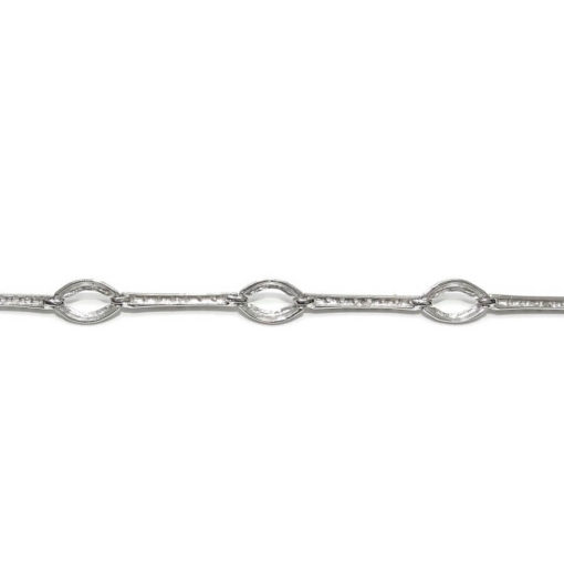 Pulsera de oro blanco de 18k con circonitas de la mejor calidad y 9 óvalos de 8x5 - Imagen 5
