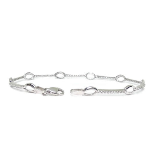 Pulsera de oro blanco de 18k con circonitas de la mejor calidad y 9 óvalos de 8x5 - Imagen 4
