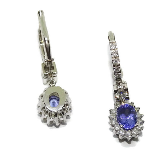 pendientes en oro blanco de 18k con 2 tanzanitas de 1.90 cts y 42 diamantes de 0.96cts - Imagen 5