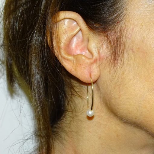 gancho de oro amarillo de 18k con perlas cultivadas de 6mm - Imagen 2
