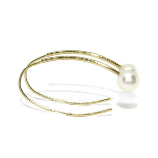 gancho de oro amarillo de 18k con perlas cultivadas de 6mm - Imagen 3