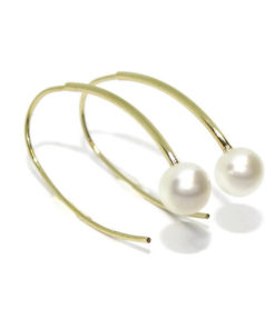 gancho de oro amarillo de 18k con perlas cultivadas de 6mm