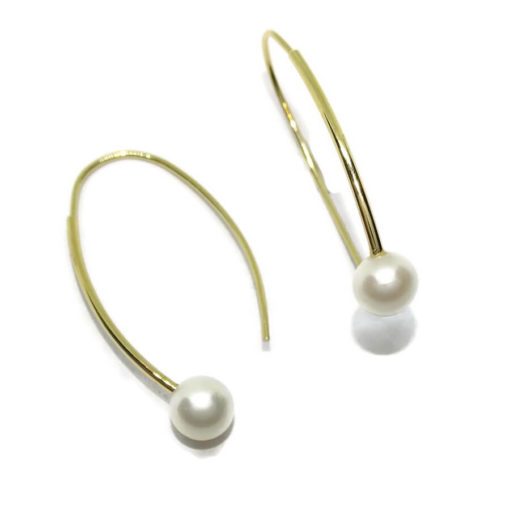 gancho de oro amarillo de 18k con perlas cultivadas de 6mm - Imagen 7