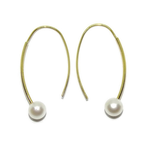gancho de oro amarillo de 18k con perlas cultivadas de 6mm - Imagen 5