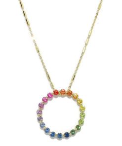 colgante para mujer de oro amarillo de 18k y 0.91cts de zafiros de color certificados