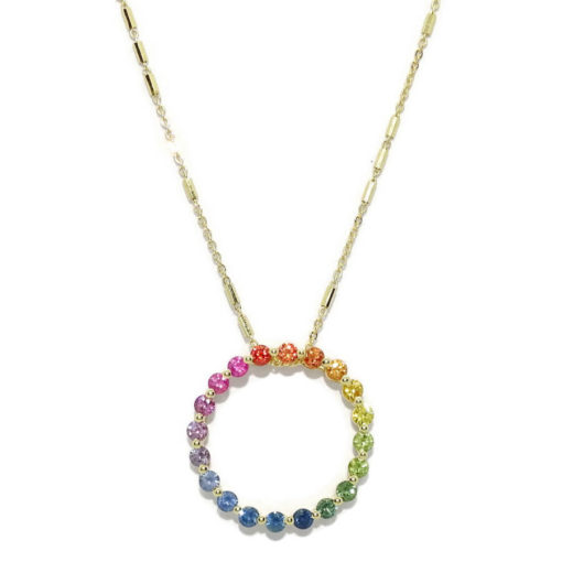 colgante para mujer de oro amarillo de 18k y 0.91cts de zafiros de color certificados