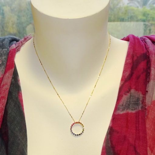 colgante para mujer de oro amarillo de 18k y 0.91cts de zafiros de color certificados - Imagen 2