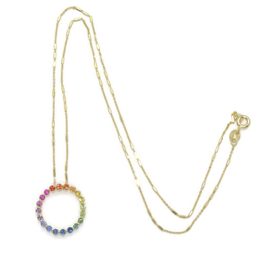 colgante para mujer de oro amarillo de 18k y 0.91cts de zafiros de color certificados - Imagen 7