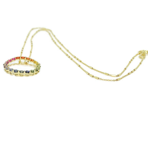 colgante para mujer de oro amarillo de 18k y 0.91cts de zafiros de color certificados - Imagen 6