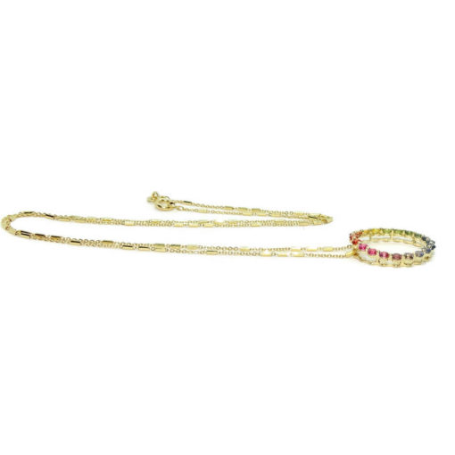 colgante para mujer de oro amarillo de 18k y 0.91cts de zafiros de color certificados - Imagen 5