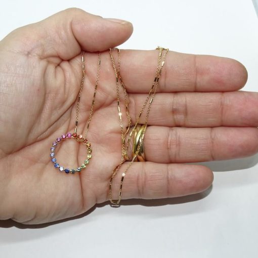colgante para mujer de oro amarillo de 18k y 0.91cts de zafiros de color certificados - Imagen 3