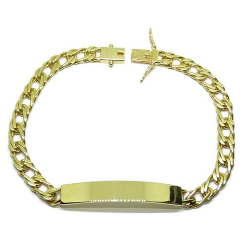 Pulsera para hombre de oro amarillo de 18k con placa. Maciza