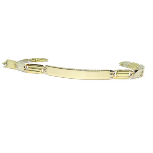 Pulsera para hombre de oro amarillo y oro blanco macizo de 18k con placa. - Imagen 4