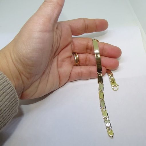 Pulsera para hombre de oro amarillo y oro blanco macizo de 18k con placa. - Imagen 5