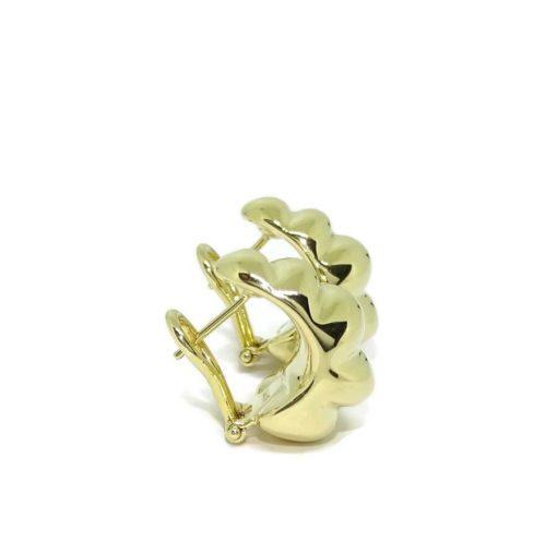 Preciosos y originales pendientes para mujer de oro amarillo de 18k con cierre omega grandes con montañas. - Imagen 6