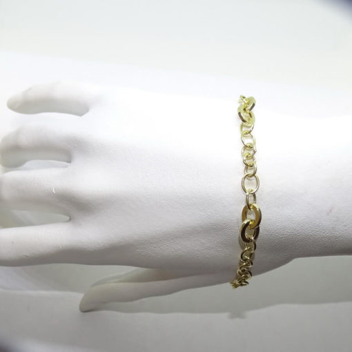 Pulsera de oro amarillo de 18k con anillas mate y brillo. 19.00cm de larga. - Imagen 2