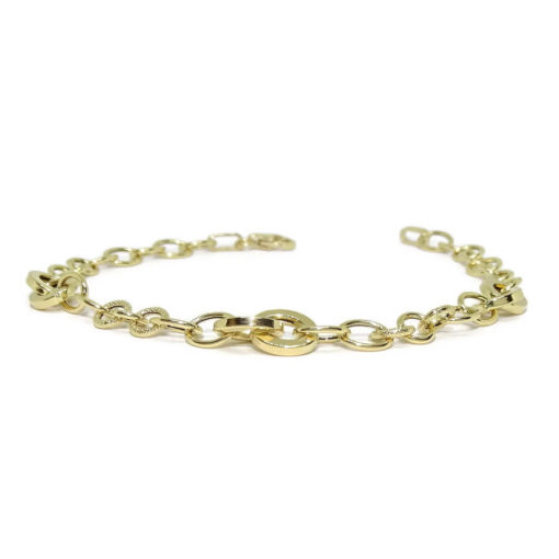 Pulsera de oro amarillo de 18k con anillas mate y brillo. 19.00cm de larga. - Imagen 6