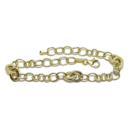 Pulsera de oro amarillo de 18k con anillas mate y brillo. 19.00cm de larga. - Imagen 5