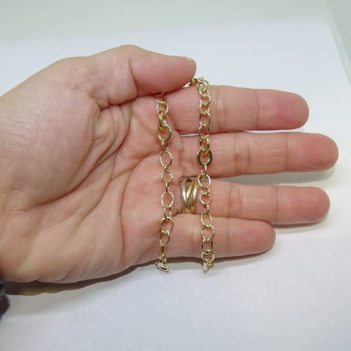 Pulsera de oro amarillo de 18k con anillas mate y brillo. 19.00cm de larga. - Imagen 4