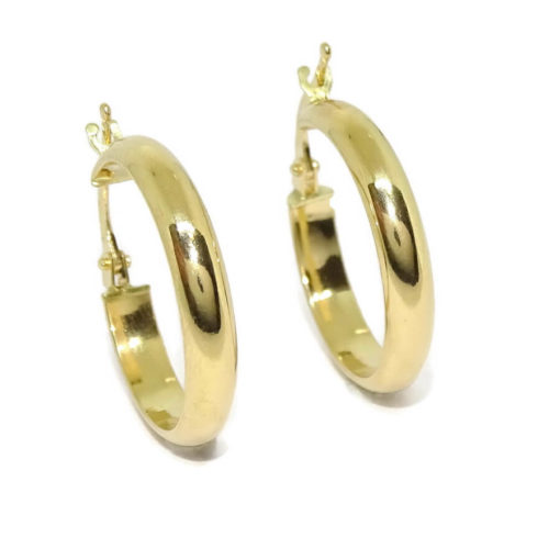 Pendientes aros de oro amarillo de 18K con tubo media caña de 4mm. Mediano - Imagen 4