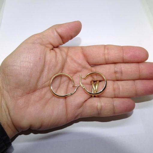 Pendientes aros de oro amarillo de 18K con tubo media caña de 4mm. Mediano - Imagen 3